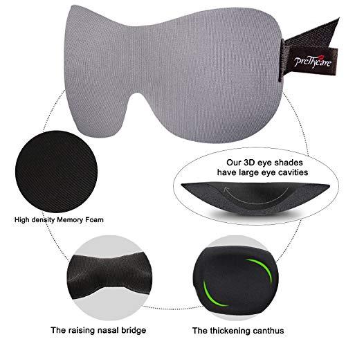 3D Sleep Mask By PrettyCare 2Pack (Grey and Black) Eye Mask for Sleep, 3D Contoured Sleep Mask Blindfold with an Ear Plugs, a Silk Travel Bag, Night Eyeshade for Men and Women - lifewithPandJ