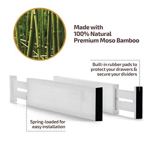 Bamboo Kitchen Drawer Dividers,Adjustable Drawer Organizers,Spring