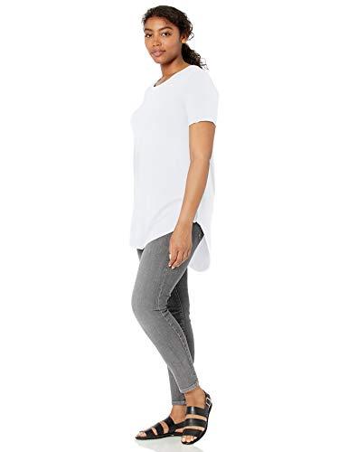 Amazon Brand - Daily Ritual Women's Jersey Short-Sleeve Open Crew Neck Tunic, White, Medium - lifewithPandJ