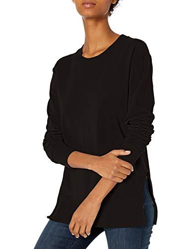 Amazon Brand - Daily Ritual Women's Terry Cotton and Modal Long Sleeve Crew Neck Sweatshirt, Black, X-Small - lifewithPandJ