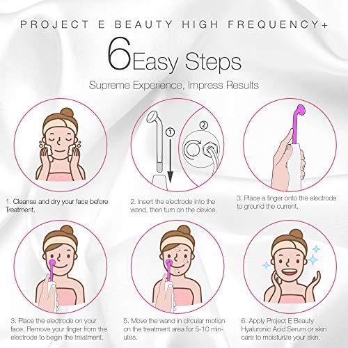 Project E Beauty D'arsonval High Frequency Wand Argon Gas | Purple Violet Beauty Skin Care Acne Spot Pimple Removal Remover Skin Face Tightening Lifting Puffy Eyes Therapy Facial Portable Device - lifewithPandJ
