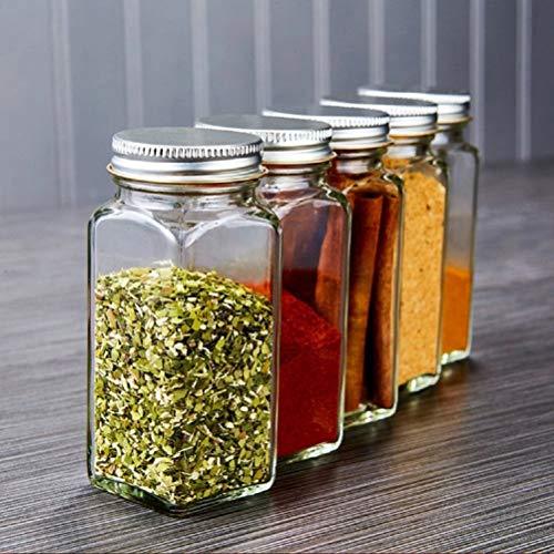 Tebery 4 Ounce Capacity Glass Spice Jars with Silver Metal Lids, Shaker Tops and Labels (Set of 18) - lifewithPandJ