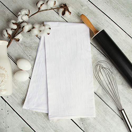 Utopia Kitchen [12 Pack Flour Sack Tea Towels, 28 x 28 Ring Spun 100%  Cotton Dish Cloths - Machine Washable - for Cleaning & Drying - White