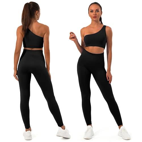  FRESOUGHT 2 Piece Workout Sets for Women Leggings, Seamless  Work Out Ribbed Gym Outfits, Yoga Set Black Onyx S : Clothing, Shoes &  Jewelry